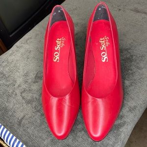 So Soft By 925 Red Leather Heels Dress Shoe Size 9.5. With Box